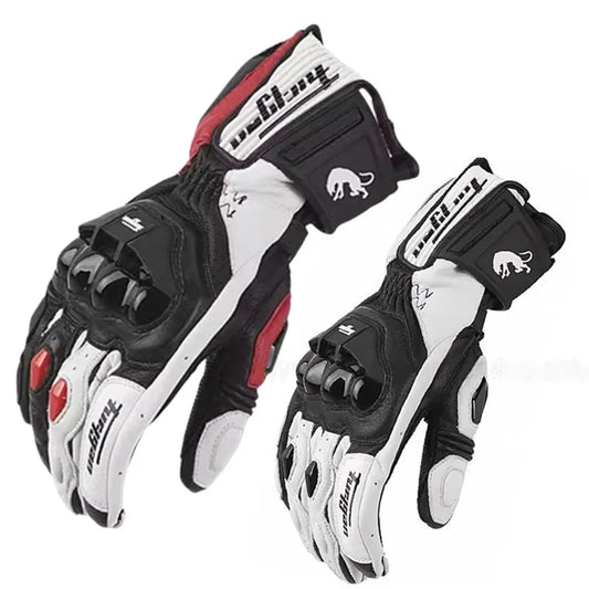Genuine Leather Motocross Gloves - Breathable with Touchscreen Capabilities