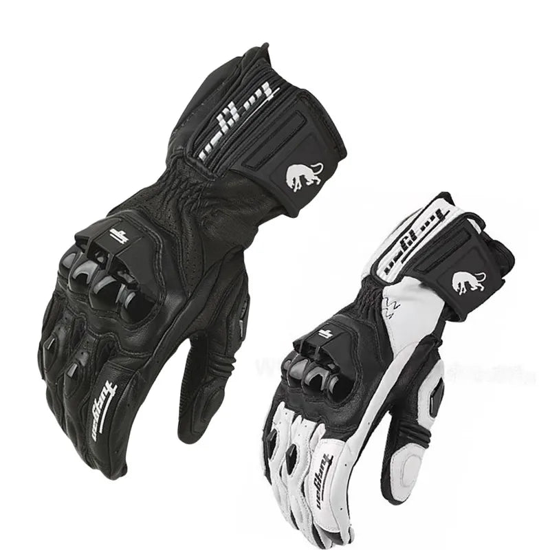 Genuine Leather Motocross Gloves - Breathable with Touchscreen Capabilities