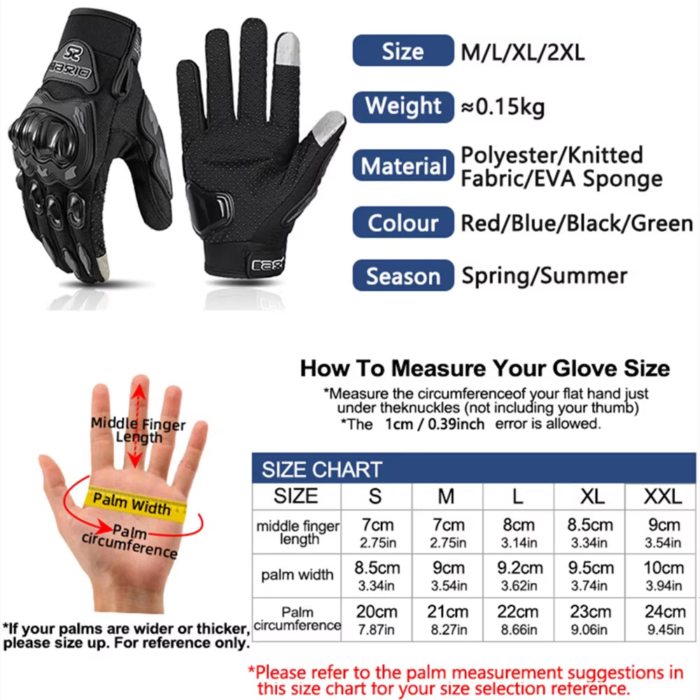 Premium Breathable Full Finger Motocross Racing Gloves with Touch Screen Capabilities