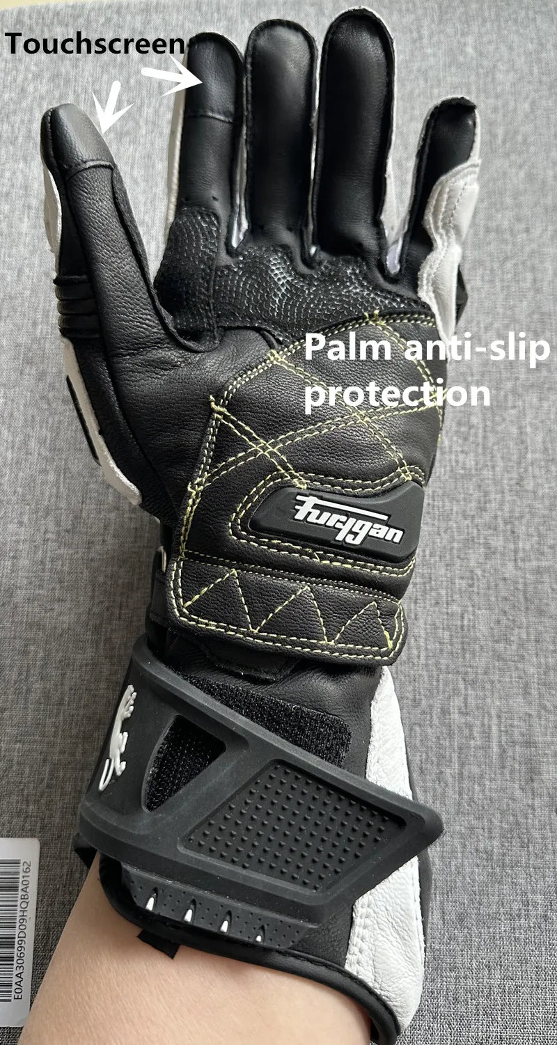 Genuine Leather Motocross Gloves - Breathable with Touchscreen Capabilities